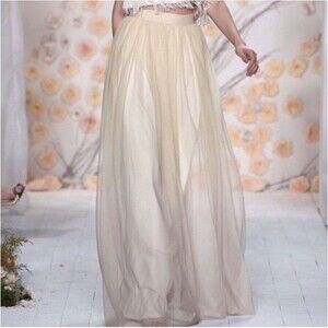 Lauren Conrad Runway Size 4 Ombre Champagne Peach Purple Maxi Lined Tulle Skirt